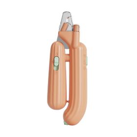 Ai Wo Pet Nail Clipper Cat Nail Pliers Dog Nail Knife LED Light Stainless Steel Nail Grinder Pet Supplies - Cactus White Light Style - Orange - PCS