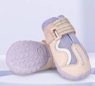 Pet dog walking shoes mesh breathable dog shoes - Purple - Size3-4.5cm