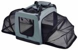 Pet Life 'Hounda Accordion' Metal Framed Soft-Folding Collapsible Dual-Sided Expandable Pet Dog Crate - Grey - X-Small
