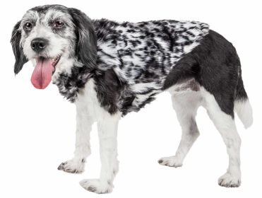 Pet Life Luxe 'Paw Dropping' Designer Gray-Scale Tiger Pattern Mink Fur Dog Coat Jacket - X-Small