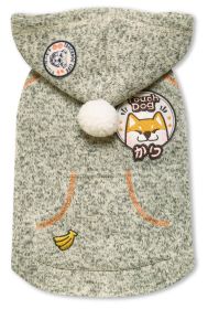 Touchdog Hippie Embellished Designer Sleeveless Pompom Pet Dog Hooded Sweater - Olive Green - X-Small