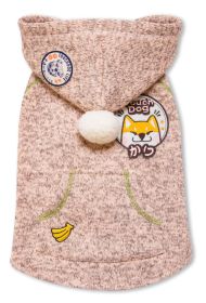 Touchdog Hippie Embellished Designer Sleeveless Pompom Pet Dog Hooded Sweater - Light Pink - Small