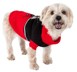 Snow Flake Cable-Knit Ribbed Fashion Turtle Neck Dog Sweater - Large