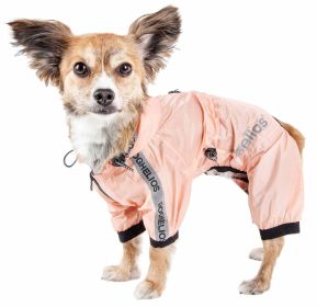 Dog Helios 'Torrential Shield' Waterproof Multi-Adjustable Full Bodied Pet Dog Windbreaker Raincoat - Pink - X-Large