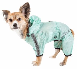 Dog Helios 'Torrential Shield' Waterproof Multi-Adjustable Full Bodied Pet Dog Windbreaker Raincoat - Green - Large
