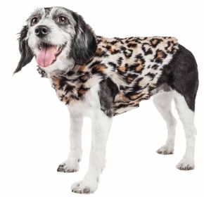 Pet Life Luxe 'Lab-Pard' Dazzling Leopard Patterned Mink Fur Dog Coat Jacket - Small