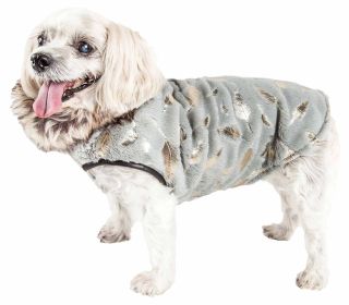 Pet Life Luxe 'Gold-Wagger' Gold-Leaf Designer Fur Dog Jacket Coat - Large