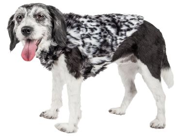 Pet Life Luxe 'Paw Dropping' Designer Gray-Scale Tiger Pattern Mink Fur Dog Coat Jacket - Small