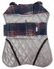 Touchdog 2-In-1 Tartan Plaided Dog Jacket With Matching Reversible Dog Mat - Navy - Medium