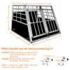 Double Doors Pet Car Transport Cage Aluminium Puppy Travel Crate Box Trapezoidal Kennel Dog Cat Carrier Cage - 38.19" x 35.83" x 27.17"