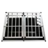 Double Doors Pet Car Transport Cage Aluminium Puppy Travel Crate Box Trapezoidal Kennel Dog Cat Carrier Cage - 38.19" x 35.83" x 27.17"