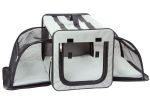 Pet Life Capacious Dual-Expandable Wire Folding Lightweight Collapsible Travel Pet Dog Crate - Grey - X-Small