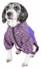 Pet Life Active 'Downward Dog' Heathered Performance 4-Way Stretch Two-Toned Full Body Warm Up Hoodie - Purple - X-Large
