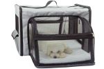 Pet Life Capacious Dual-Expandable Wire Folding Lightweight Collapsible Travel Pet Dog Crate - Grey - X-Large