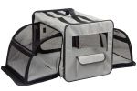 Pet Life Capacious Dual-Expandable Wire Folding Lightweight Collapsible Travel Pet Dog Crate - Grey - X-Small
