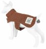 Touchdog 2-In-1 Windowpane Plaided Dog Jacket With Matching Reversible Dog Mat - Brown - Large