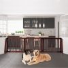 Folding Adjustable Free Standing 3 Panel Wood Fence - Cherry