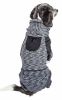 Pet Life Active 'Downward Dog' Heathered Performance 4-Way Stretch Two-Toned Full Body Warm Up Hoodie - Black - Large