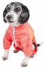 Pet Life Active 'Downward Dog' Heathered Performance 4-Way Stretch Two-Toned Full Body Warm Up Hoodie - Orange - Small