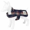 Touchdog 2-In-1 Tartan Plaided Dog Jacket With Matching Reversible Dog Mat - Navy - Medium